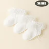3 pair of baby and toddler socks, lace and lace socks, girls' bow socks, summer mesh breathable cotton socks, sweat-absorbing an