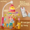 360° Bird Musical Remote Control Baby Crib Mobile Rotating Soft Light Bed Bell Toy Timing Hanging Infant Newborn Bedside Gift