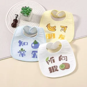 3Pcs Cotton Soft Baby Adjustable Bibs Infant Bib Newborn Burp Cloths Bandana Scarf for Kids Boy Girls Feeding Saliva Towel
