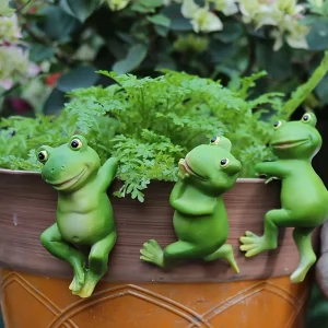 3pc garden garden art bonsai ornaments decorative creative cartoon animal frog hanging pot climbing tank rabbit resin
