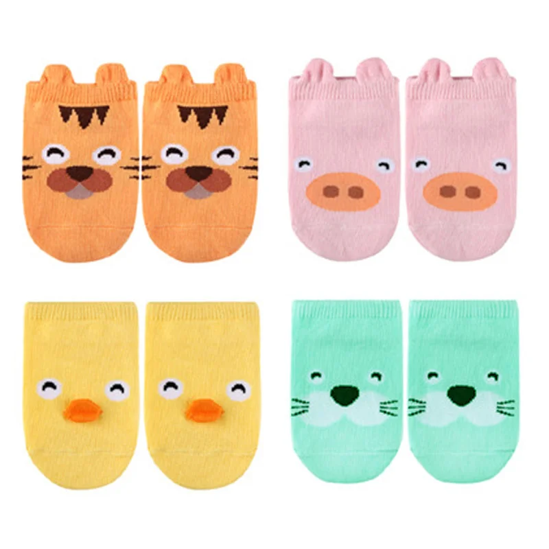 4 Pack Baby Ankle Socks for Infant Toddler Boys Girls Short Cotton Anti Slip Socks Kids Casual Indoor Cartoon Non-slip 0-3 Years - Image 2