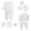 4 Pcs Cotton Newborn Baby Clothing Set Romper Bonnet Bibs Hospital Kit Sleepsuit Jumpsuit Growing One-Pieces Grows Nursery Roupa