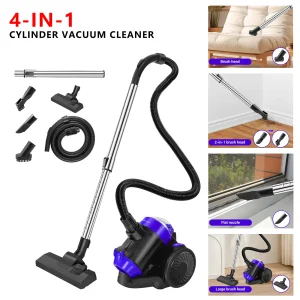 4-in-1 Bagless Cylinder Vacuum Cleaner with HEPA Filter, 1.5L Telescopic Rod Powerful Cyclonic Vac for Carpets, Floors, Pet Hair
