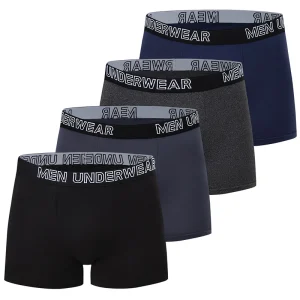 4-piece Set Of Men's Solid Color Casual Comfortable Underwear Loose Plus Size Flat Corner Pants Youth Sports Comfortable Shorts