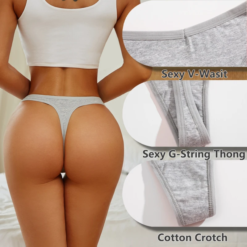 4PCS/Set Women Cotton Panties Seamless Low Rise Thongs V-Waist Solid Color Breathable Underwear Female Soft Lingerie Intimates - Image 5