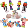 4pcs Baby Rattle Toys Cute Stuffed Animals Wrist Rattle Foot Finder Socks 0~24 Months for Infant Boy Girl Newborn Gift