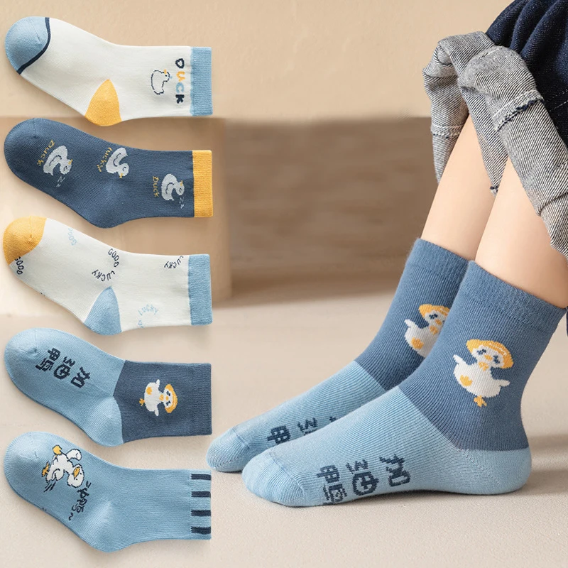 5 Pairs Kids Boys Girls Socks Children Baby Toddler Sport Socks School Students Spring Autumn Soft Cotton Fashion Mid Tube Socks