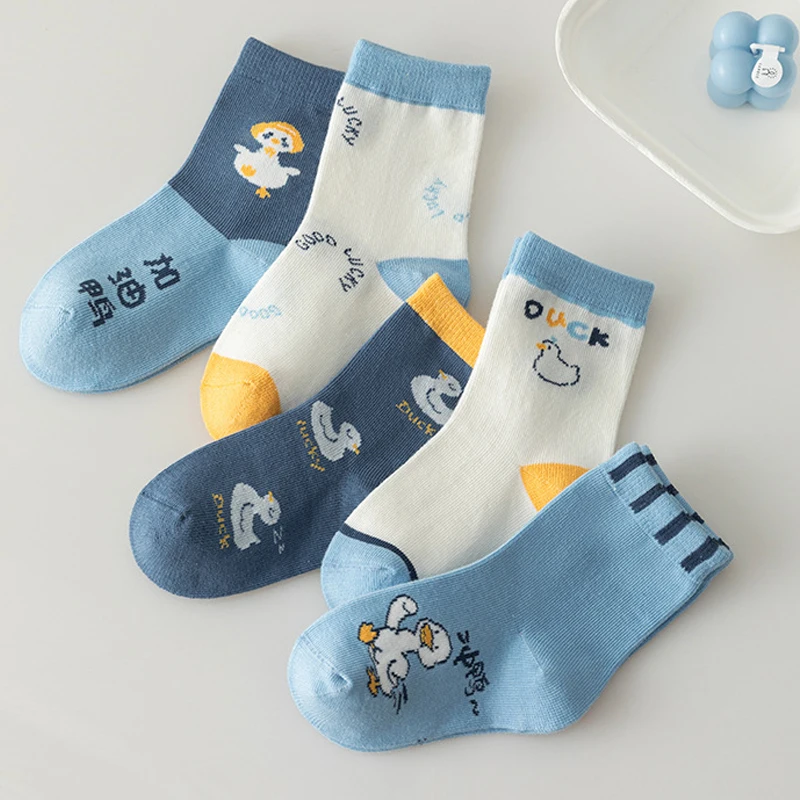 5 Pairs Kids Boys Girls Socks Children Baby Toddler Sport Socks School Students Spring Autumn Soft Cotton Fashion Mid Tube Socks - Image 2