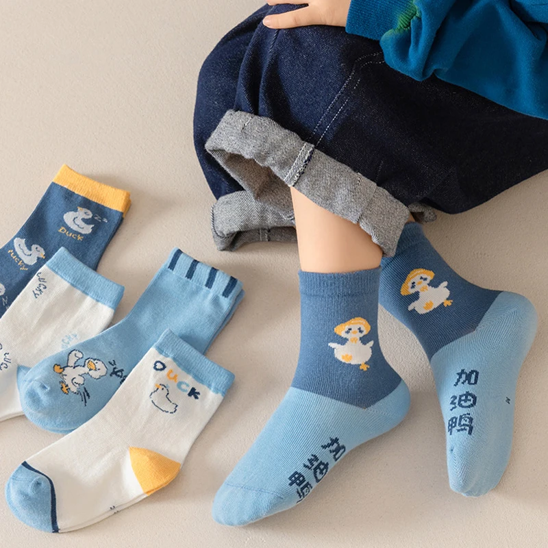 5 Pairs Kids Boys Girls Socks Children Baby Toddler Sport Socks School Students Spring Autumn Soft Cotton Fashion Mid Tube Socks - Image 3