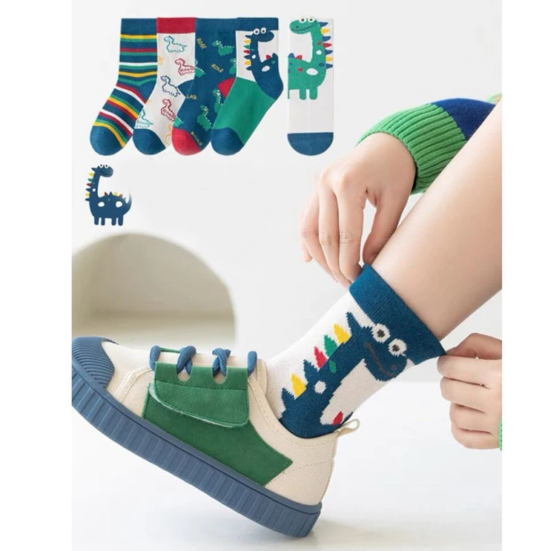 5 Pairs Kids Boys Girls Socks Children Baby Toddler Sport Socks School Students Spring Autumn Soft Cotton Fashion Mid Tube Socks - Image 5