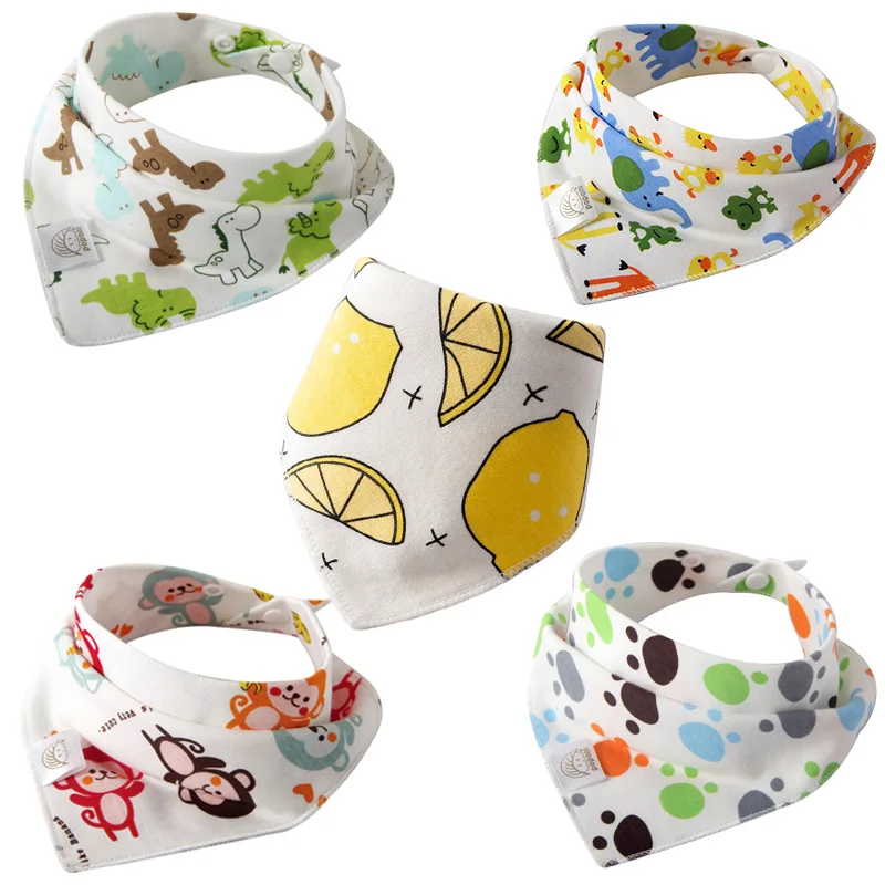 5 Pcs Baby Bibs Bandana Burp Cloths Drool Saliva Towel for Newborn Infant Toddler Boys Girls Kids Cartoon Triangle Cotton Bib - Image 2