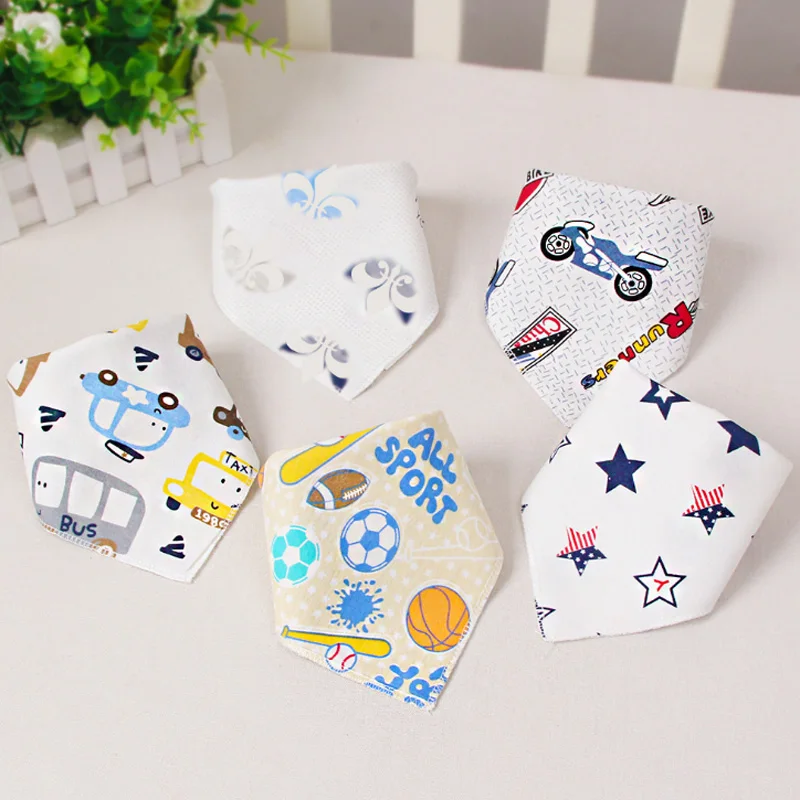 5 Pcs Baby Bibs Bandana Burp Cloths Drool Saliva Towel for Newborn Infant Toddler Boys Girls Kids Cartoon Triangle Cotton Bib - Image 3