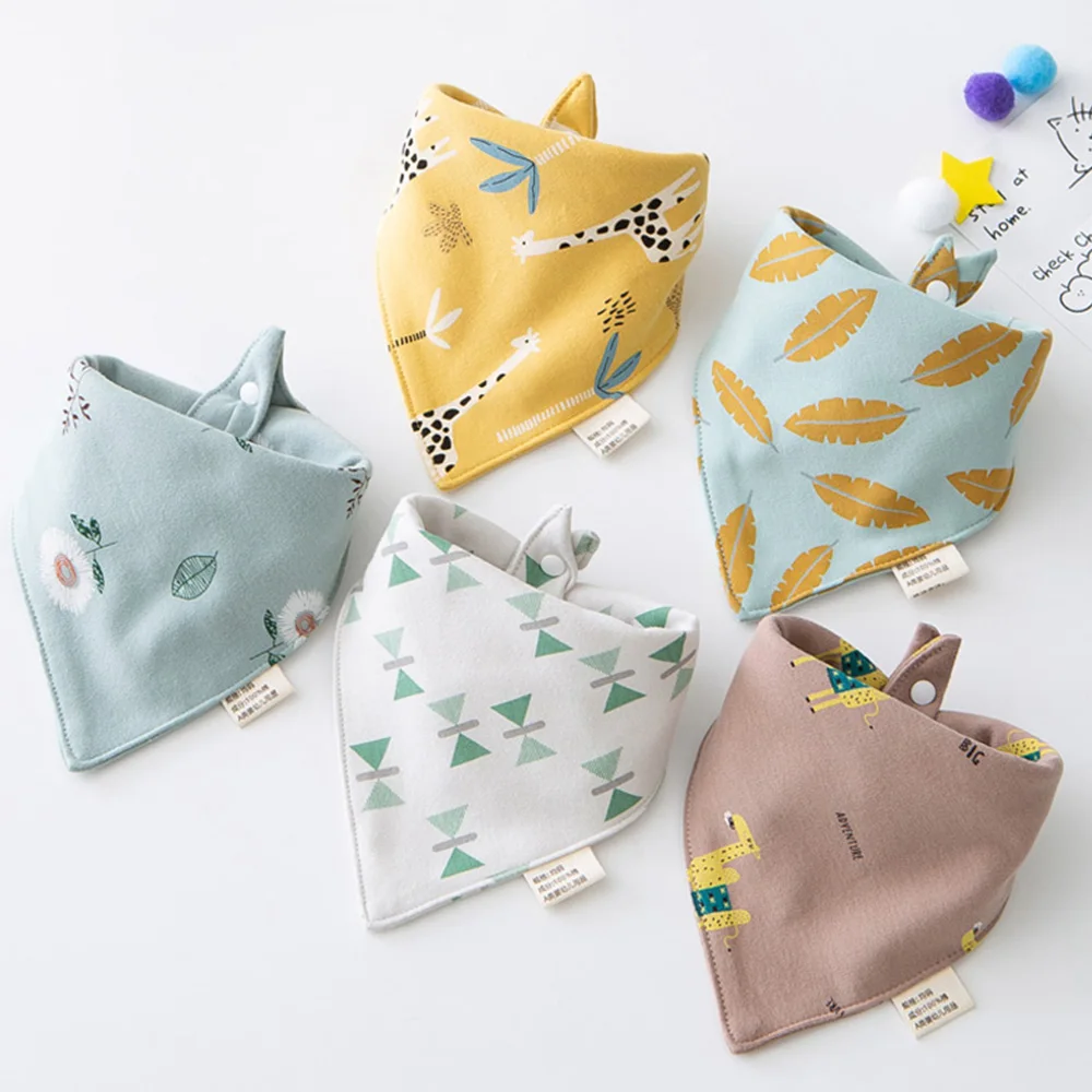 5 Pieces High Quality Baby Bandana Bibs Cotton Cartoon Cute Triangle Newborn Boy Girl Food Bib Saliva Towel Kids Slabber - Image 4