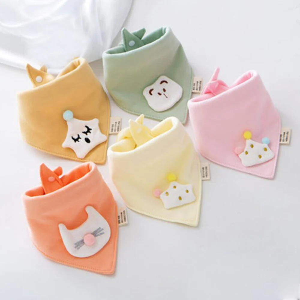 5 Pieces High Quality Baby Bandana Bibs Cotton Cartoon Cute Triangle Newborn Boy Girl Food Bib Saliva Towel Kids Slabber