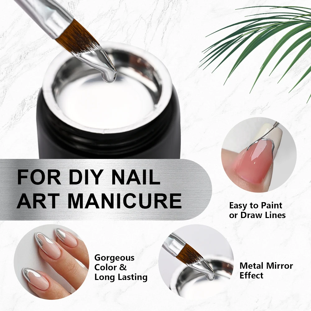 5ML/Jar Silver Metallic Painting Gel Nail Polish Sparkling Glitter Nail Art Gel Varnish Mirror Effect UV Gel Polish Manicure Art - Image 4