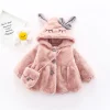 6 12 18 24 36 Months Baby Plush Jacket Cute Rabbit Ears Christmas Princess Girls Coat Keep Warm Hooded Outerwear Kids Clothes