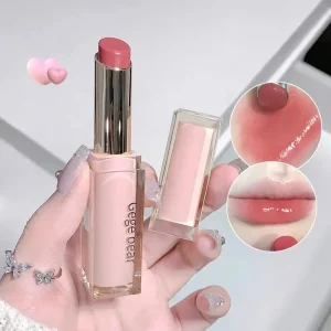 6 Colors Silky Glossy Lipstick Gege Bear Pump Lips Moisture Water Bomb Comfortable Ultra Sheen Non-Stick Cup Lip Balm