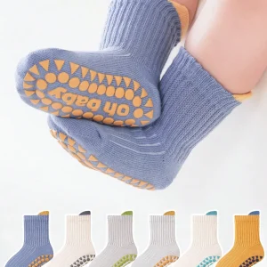 6 Pairs of Baby Floor Socks Newborn Anti-Slip Glue Indoor Soft Four-Season Baby Loose Mouth Boys and Kidsren Socks