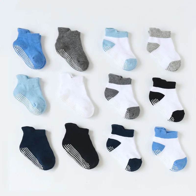 6Pairs Baby's Non-slip Floor Socks For Toddler Kids Boys Indoor Activities Learn To Walk Ankle Socks - Image 2