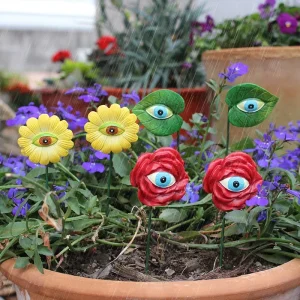 6pcs Flower Plant Eye Post Decoration Flower Pot Outdoor Courtyard Decoration Miniature Statue Fairy Tale Garden Decoration