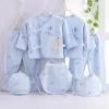 7Piece Spring Newborn Baby Stuff Toddler Clothes Cartoon Cute Cotton T-shirt+Pants+Hats Infant Boys Girls Clothing Set BC316