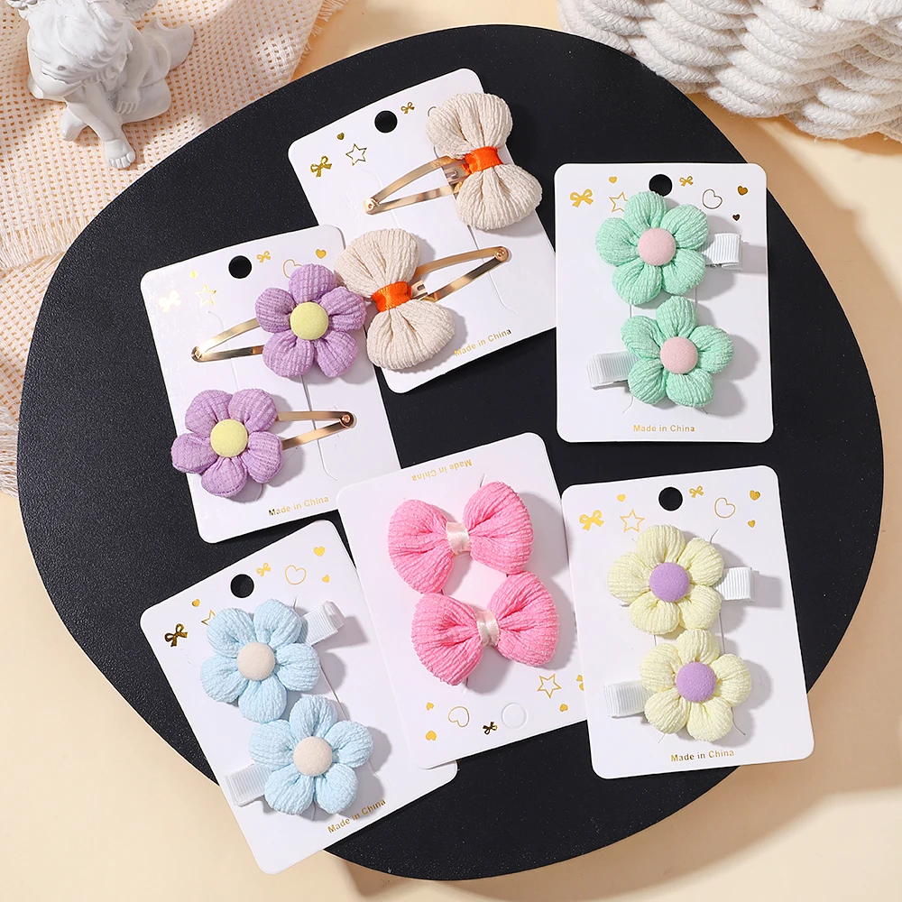 8pcs/set Children's Cute Fabric Flower Bow Pair Clip Hair Accessories Set Girl Hairpin Temperament Clip Baby Headdress Wholesale - Image 3