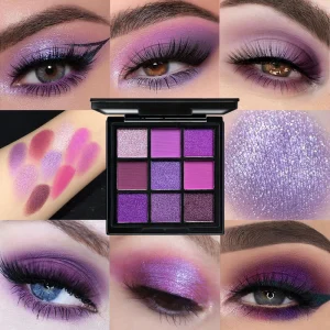 9 Color Purple Eye Shadow Palette Matte Pearlescent Eyeshadow Makeup for Women Glitter Shimmer Korean Cosmetics