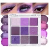 9-color purple and pink eyeshadow palette, long-lasting and waterproof, matte and shimmer finishes, smokey eye makeup palette.