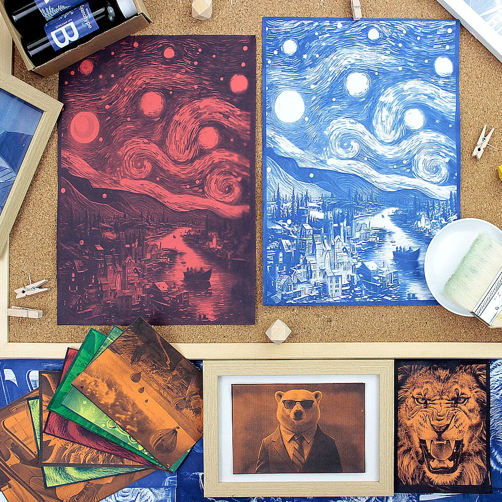 A5/A6 Colour White Paper Cyanotype Liquid Kit (50/100ml) With Tutorial Tools Solar Print Drawing Paper DIY Sun Art Kit Beginner - Image 6