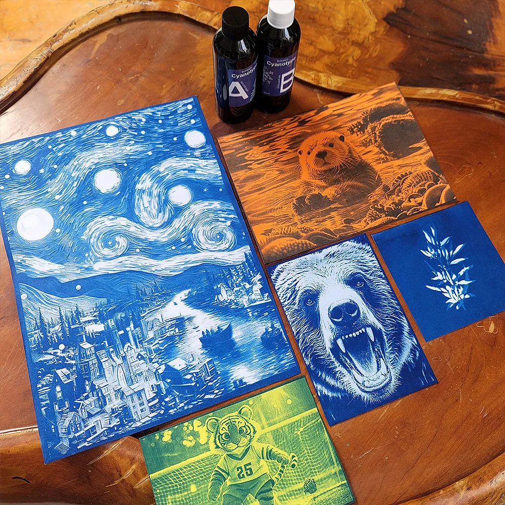 A5/A6 Colour White Paper Cyanotype Liquid Kit (50/100ml) With Tutorial Tools Solar Print Drawing Paper DIY Sun Art Kit Beginner - Image 5