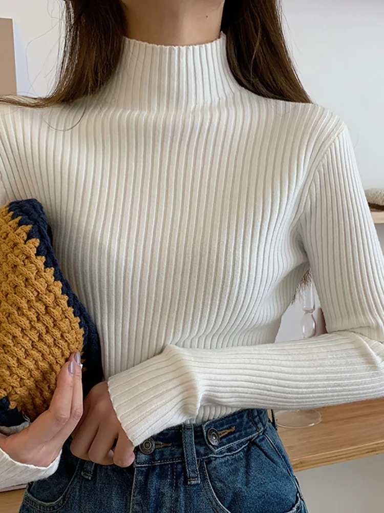 AOSSVIAO 2026 chic Autumn winter Sweater Pullovers Women Long Sleeve casual turtleneck warm basic Sweater knit Jumpers top - Image 3