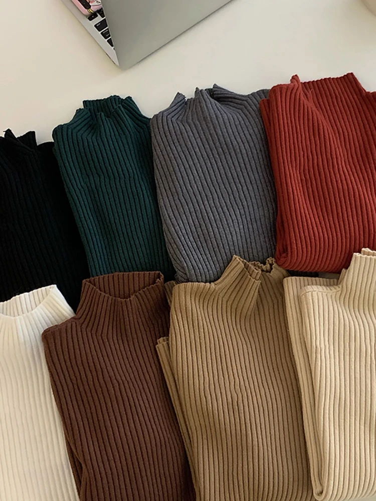 AOSSVIAO 2026 chic Autumn winter Sweater Pullovers Women Long Sleeve casual turtleneck warm basic Sweater knit Jumpers top