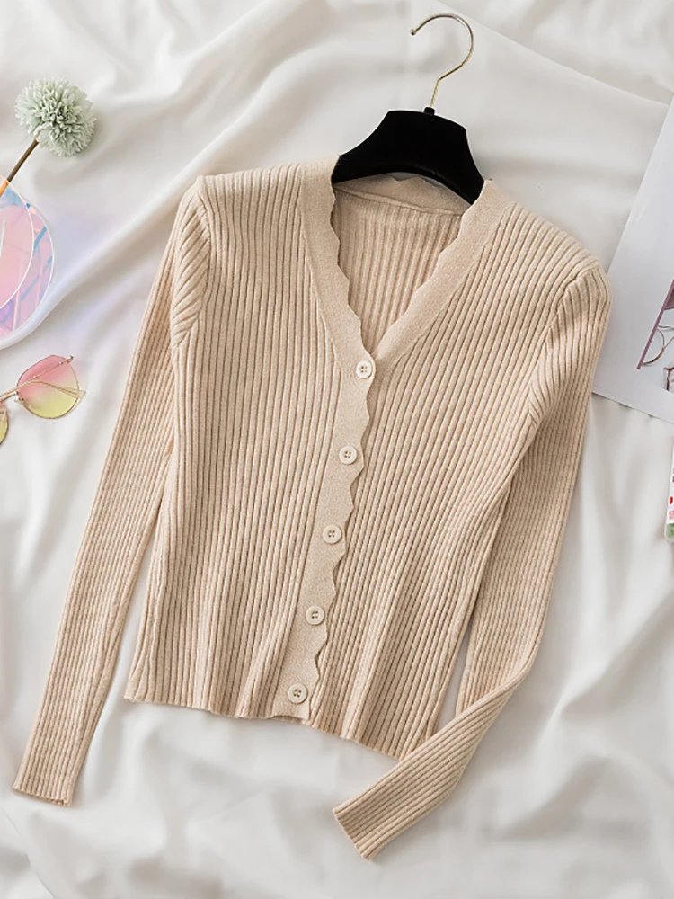 AOSSVIAO Sweater Knitted Cardigan Button Jacket 2026 Autumn Winter V-neck Long Sleeve Casual Tops For Women Sweater Green - Image 3