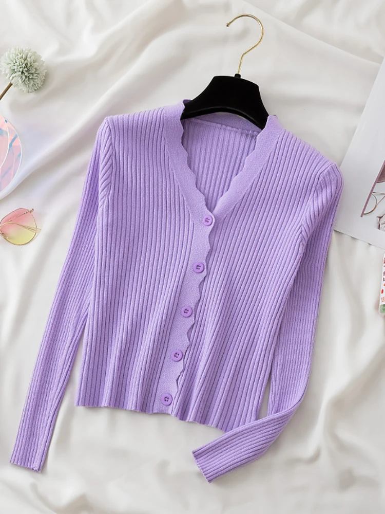 AOSSVIAO Sweater Knitted Cardigan Button Jacket 2026 Autumn Winter V-neck Long Sleeve Casual Tops For Women Sweater Green - Image 4