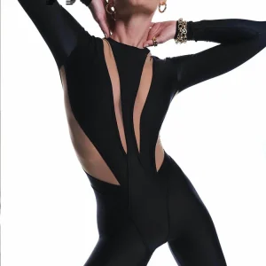 Ahagaga 2025 Fashion High Street Sexy Patchwork Jumpsuits Women Streetwear Casual O-Neck Long Sleeve Slim Bodycon Overall Zipper
