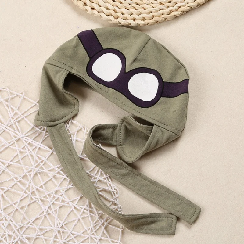 Army Green Baby Rompers Pilot Airman Costumes Baby Boy Clothes Hat Space Jumpsuit + Cap Fly Aviator's Helmet Without Foot Cotton - Image 6