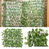 Artificial Retractable Garden Fence Wood Vines Privacy Fence Expandable Faux Ivy Climbing Plant Frame Garden Home Decorations