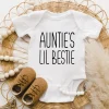 Auntie's Lil Bestie Funny Letter Print Baby Bodysuit Casual Infant Short Sleeve Romper Newborn Outfit Jumpsuit