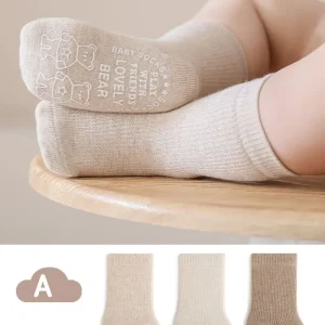 Autumn 3 Pairs Baby Socks 0-5T Boy Girl Socks Class A Cotton Non Slip Antibacterial Seamless Floor Socks for Newborn