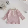 Autumn Fashion Newborn Baby Girls Clothes Comfort Solid Color Lace Long Sleeves Trendy Breathable Kids Girl Korean Style