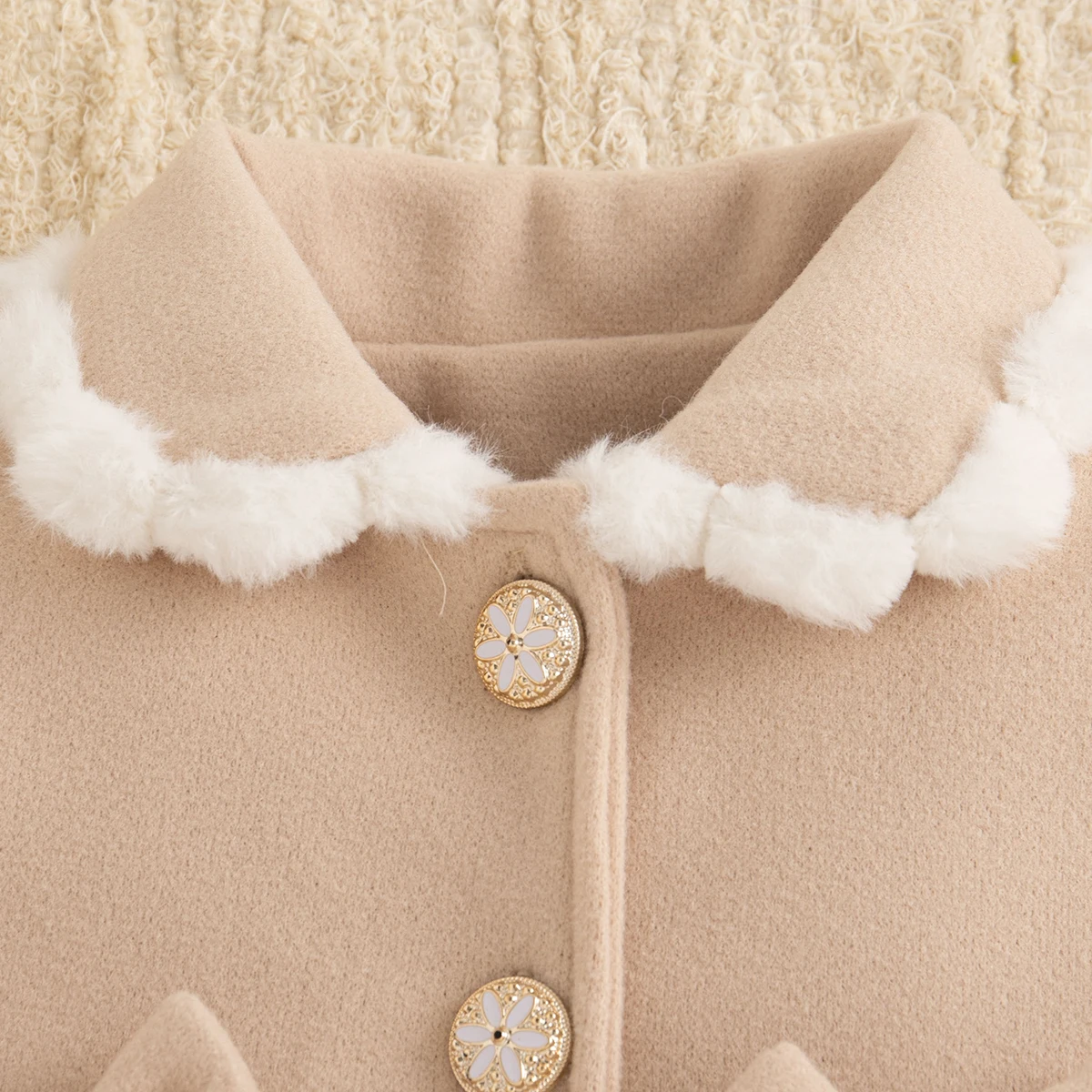 Autumn Winter Outfit for Baby Girl Plush Doll Collar Bow Red Woolen Coat Fashion Baby Coat - Image 6