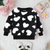 Autumn and winter baby girls' fleece thick pullover hoodie jacket, cute, casual, soft and comfortable children's accessories