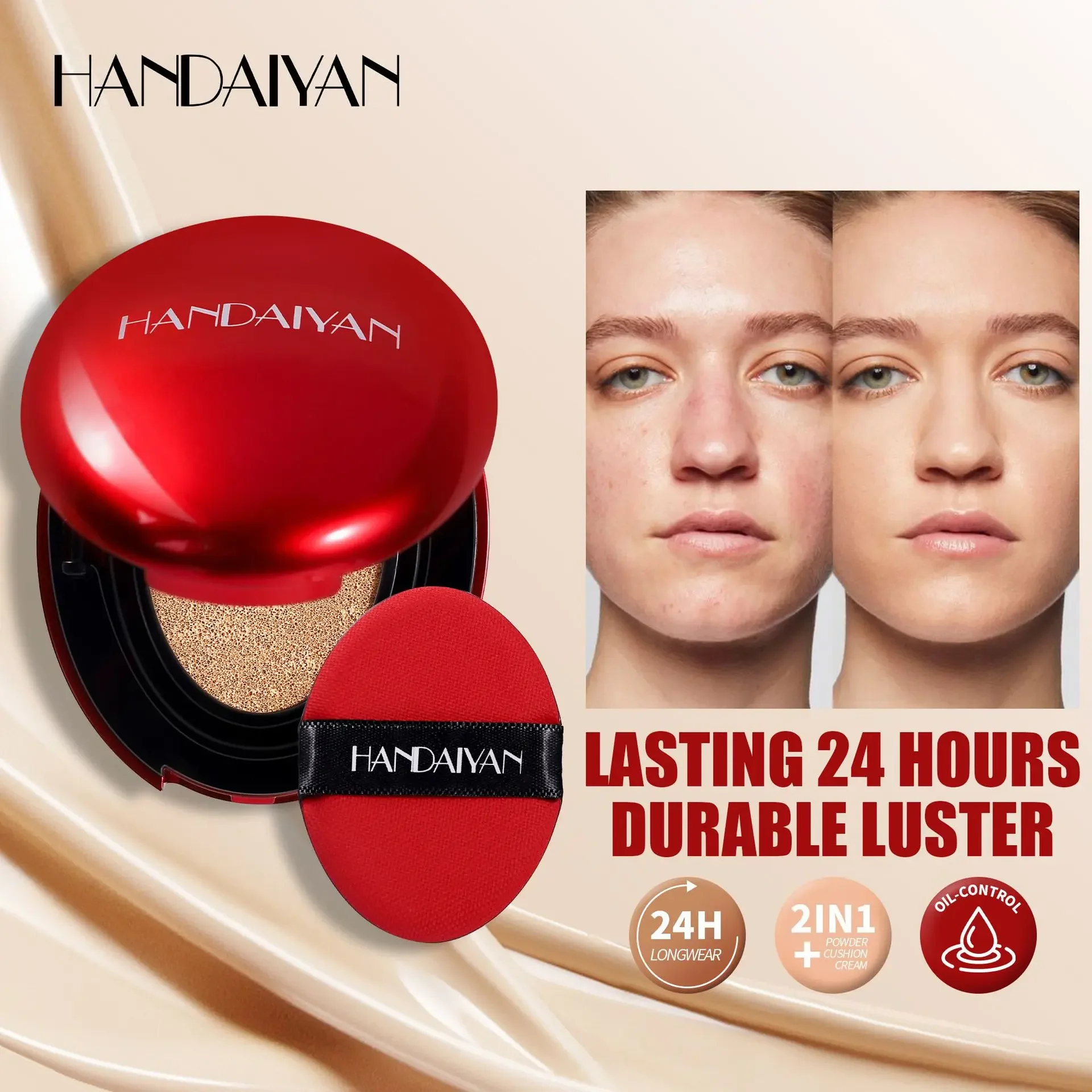 BB Cream Air Cushion Full Coverage Waterproof Long-lasting Brighten Foundation CC Cream Women Base Makeup Face Korean Cosmetics - Image 3