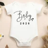 Baby 2026 Pregnancy Announcement Newborn Baby Bodysuits Summer Casual Boys Girls Romper Jumpsuit Clothes Outfit