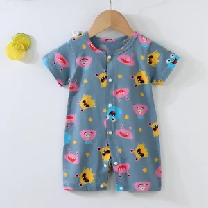 Baby Bodysuit 0-1 Years Cotton Jacquard Snap Closure Crawling Outfit Simple and Trendy Lightweight Romper