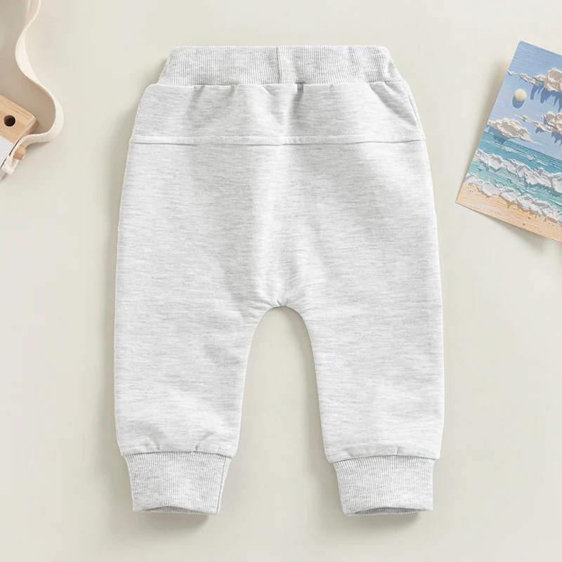 Baby Boys Sweatpant Elastic Waist Drawstring Solid Spring Fall Jogger Trousers with Pockets for Casual Daily - Image 3