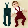 Baby Christmas Tights For Boys Girls Suspender Pantyhose Winter Autumn New Tights With Shoulder Strap Knitted High Waist Legging