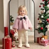 Baby Clothes Winter Bow And Ball Solid Color Baby Tops Lapel Warm Thickened Simple Outerwear Cute Casual Girl's Coat