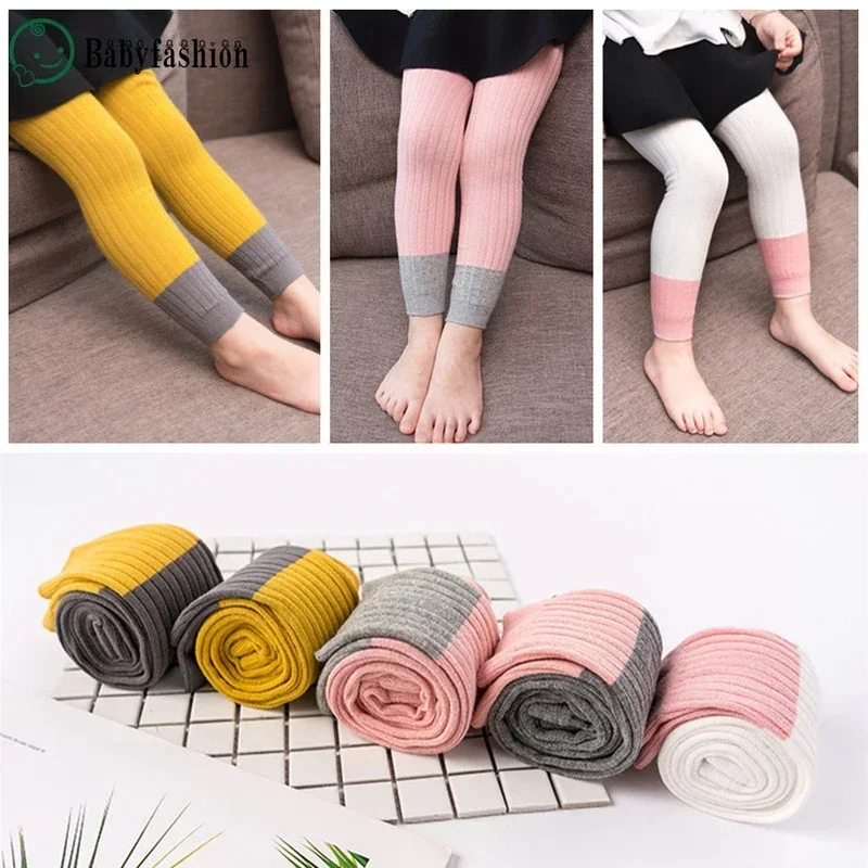 Baby Cotton Leggings for Girls Double Needle Patchwork Spring Autumn for Infant Fashionable Kids Legging - Image 3