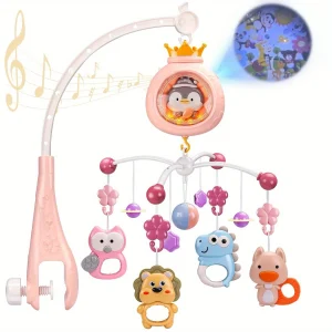 Baby Crib Bell Toys Musical Baby Crib Mobile with Lights Projection for 0-12Months Infants Crib Toys Bed Bell Toy Newborn Gifts